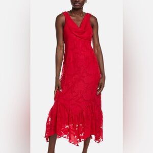 Taylor Red Floral Burnout Maxi Dress
